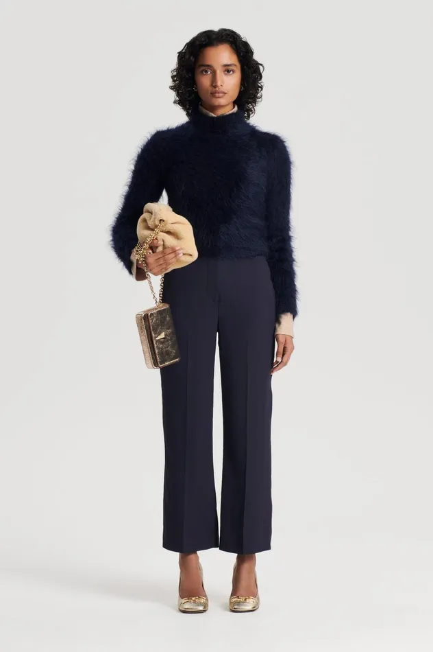 Women Scanlan Theodore Trousers TAILORED CROP TROUSER Navy