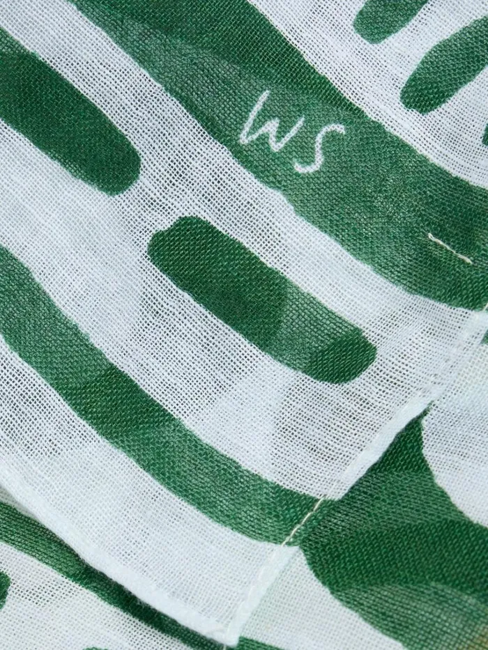 Women SCARVES White Stuff Organic Cotton Blend Scarf Green Multi