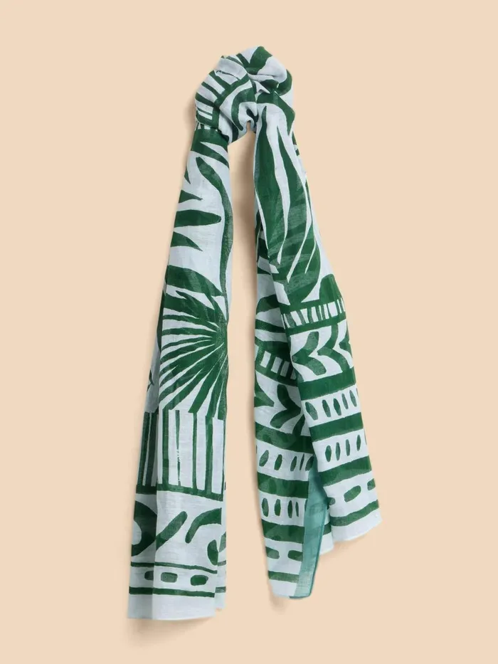 Women SCARVES White Stuff Organic Cotton Blend Scarf Green Multi Women SCARVES White Stuff Organic Cotton Blend Scarf Green Multi