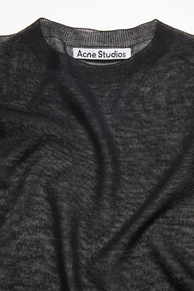 Women Sheer Knit Tshirt Black Acne Studios Knitwear