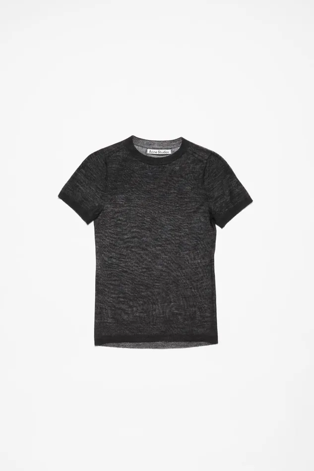 Women Sheer Knit Tshirt Black Acne Studios Knitwear