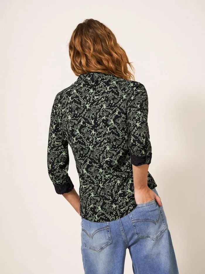 Women SHIRTS and BLOUSES White Stuff Annie Cotton Jersey Shirt Green Print Women SHIRTS and BLOUSES White Stuff Annie Cotton Jersey Shirt Green Print