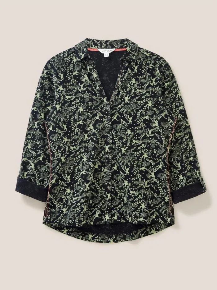 Women SHIRTS and BLOUSES White Stuff Annie Cotton Jersey Shirt Green Print Women SHIRTS and BLOUSES White Stuff Annie Cotton Jersey Shirt Green Print