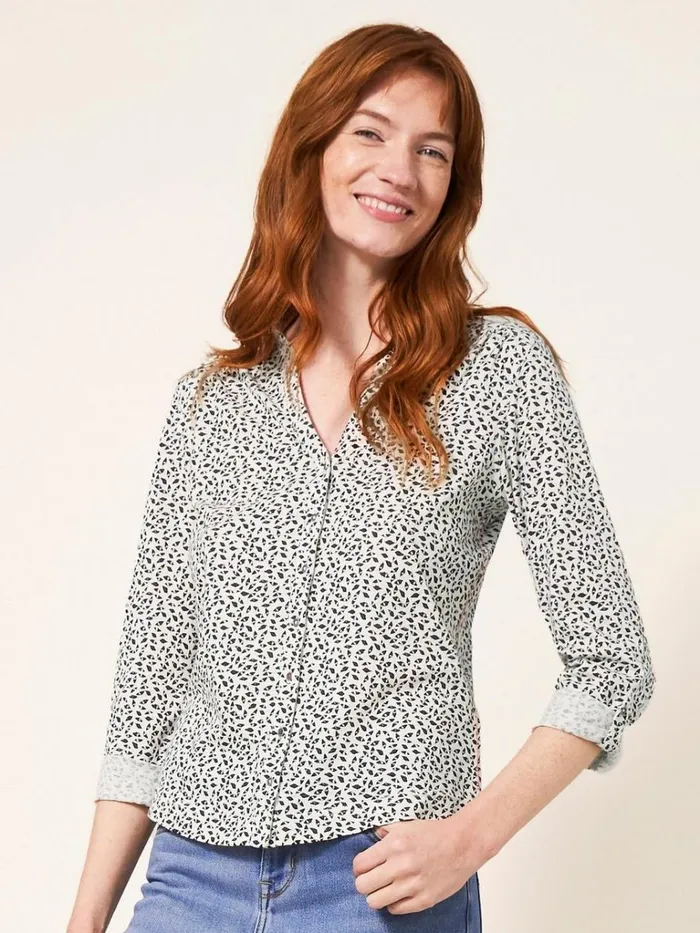 Women SHIRTS and BLOUSES White Stuff Annie Cotton Jersey Shirt Ivory Multi