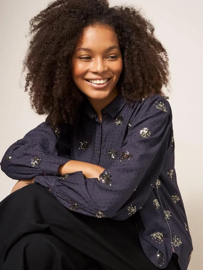 Women SHIRTS and BLOUSES White Stuff Ayla Sequin Shirt Black Multi