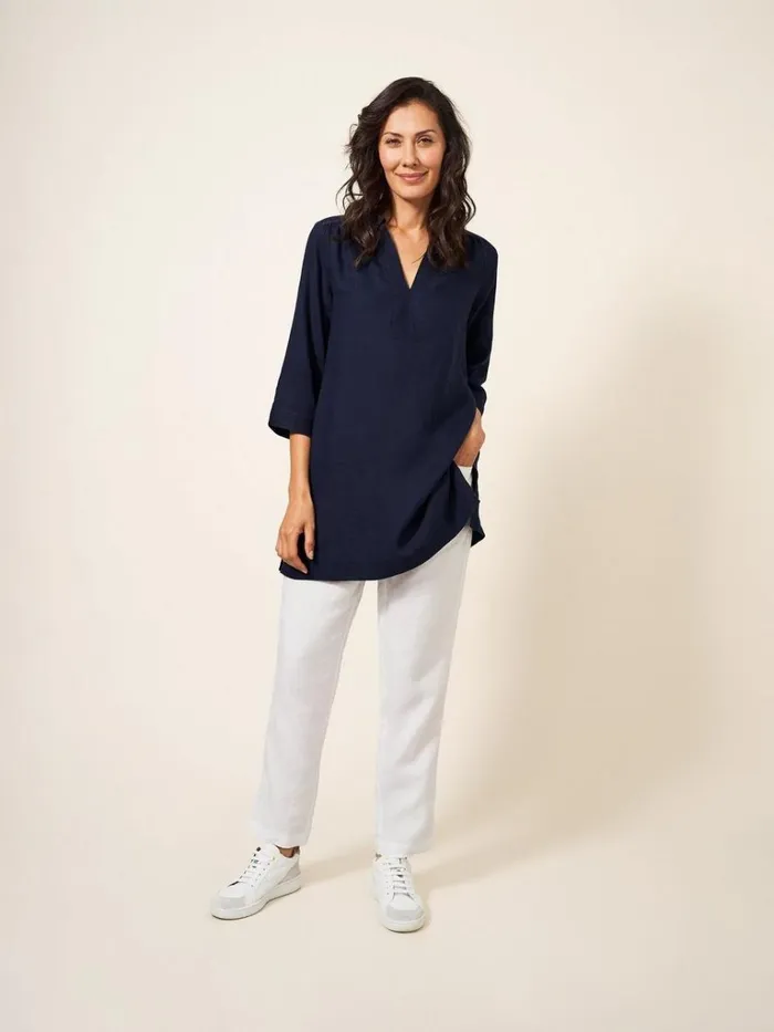 Women SHIRTS and BLOUSES White Stuff Blaire Tunic Linen Dark Navy