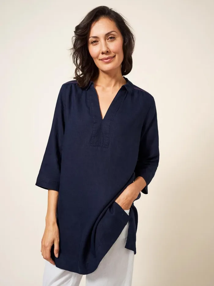 Women SHIRTS and BLOUSES White Stuff Blaire Tunic Linen Dark Navy Women SHIRTS and BLOUSES White Stuff Blaire Tunic Linen Dark Navy