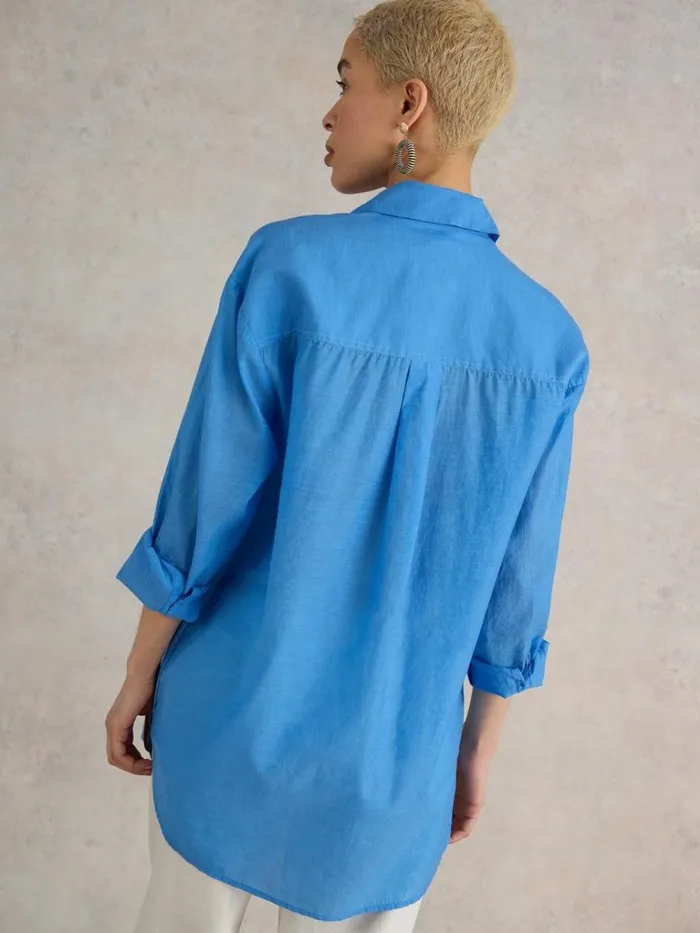 Women SHIRTS and BLOUSES White Stuff Delilah Cotton Silk Shirt Mid Blue Women SHIRTS and BLOUSES White Stuff Delilah Cotton Silk Shirt Mid Blue