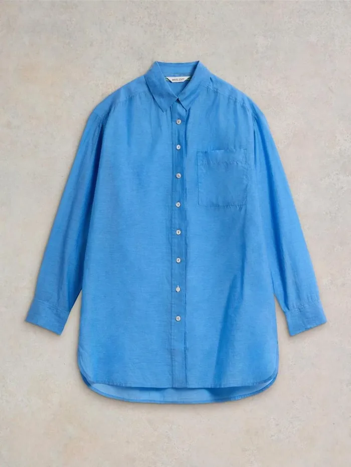 Women SHIRTS and BLOUSES White Stuff Delilah Cotton Silk Shirt Mid Blue Women SHIRTS and BLOUSES White Stuff Delilah Cotton Silk Shirt Mid Blue