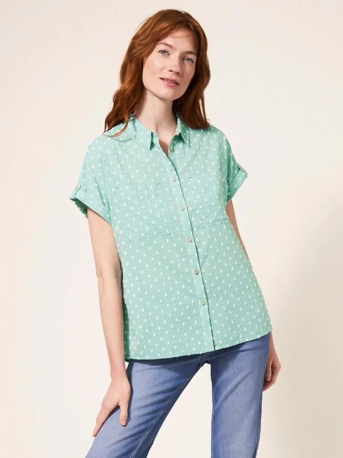 Women SHIRTS and BLOUSES White Stuff Ella Organic Cotton Shirt Mid Green