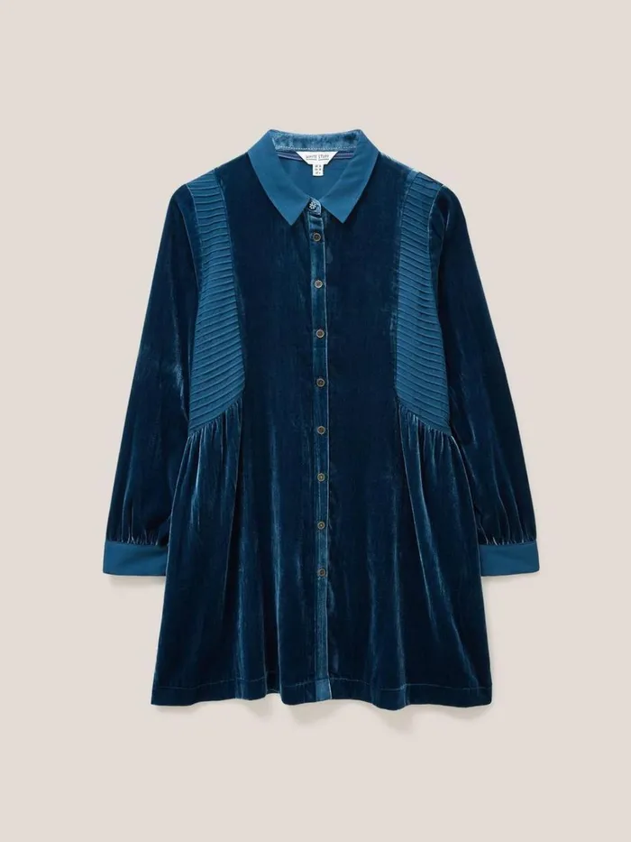 Women SHIRTS and BLOUSES White Stuff Farley Velvet Tunic Dk Teal