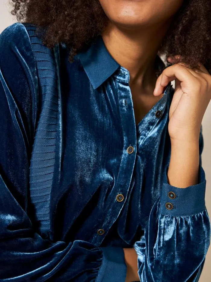 Women SHIRTS and BLOUSES White Stuff Farley Velvet Tunic Dk Teal Women SHIRTS and BLOUSES White Stuff Farley Velvet Tunic Dk Teal