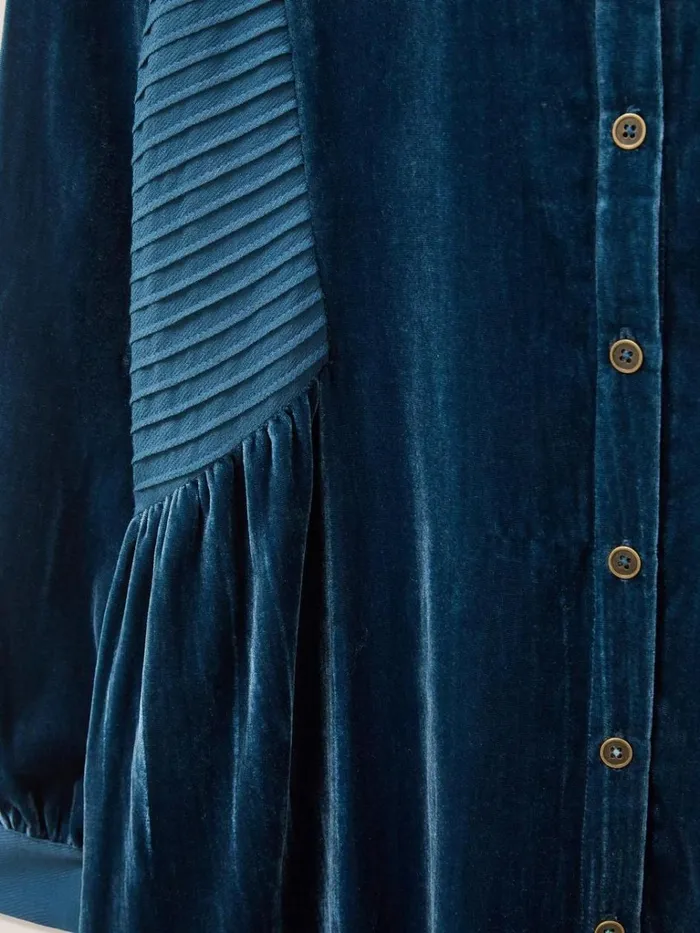 Women SHIRTS and BLOUSES White Stuff Farley Velvet Tunic Dk Teal Women SHIRTS and BLOUSES White Stuff Farley Velvet Tunic Dk Teal