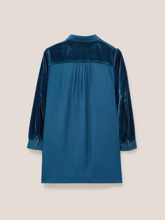 Women SHIRTS and BLOUSES White Stuff Farley Velvet Tunic Dk Teal Women SHIRTS and BLOUSES White Stuff Farley Velvet Tunic Dk Teal
