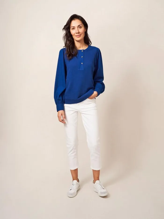 Women SHIRTS and BLOUSES White Stuff Honey Mix Media Top Mid Blue