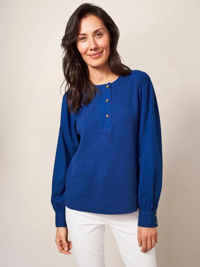 Women SHIRTS and BLOUSES White Stuff Honey Mix Media Top Mid Blue Women SHIRTS and BLOUSES White Stuff Honey Mix Media Top Mid Blue
