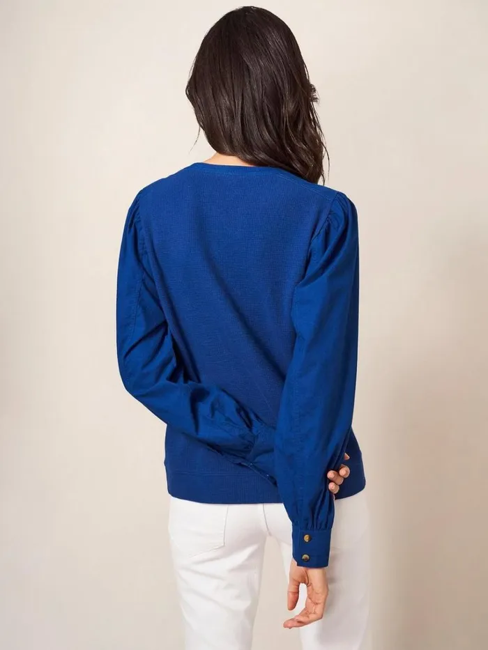 Women SHIRTS and BLOUSES White Stuff Honey Mix Media Top Mid Blue Women SHIRTS and BLOUSES White Stuff Honey Mix Media Top Mid Blue