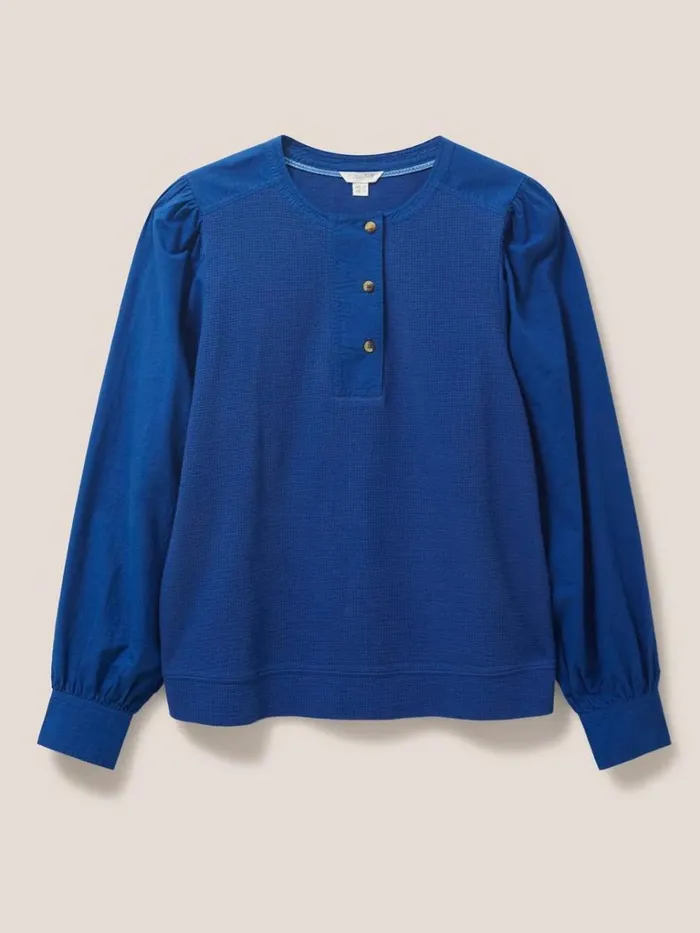 Women SHIRTS and BLOUSES White Stuff Honey Mix Media Top Mid Blue Women SHIRTS and BLOUSES White Stuff Honey Mix Media Top Mid Blue