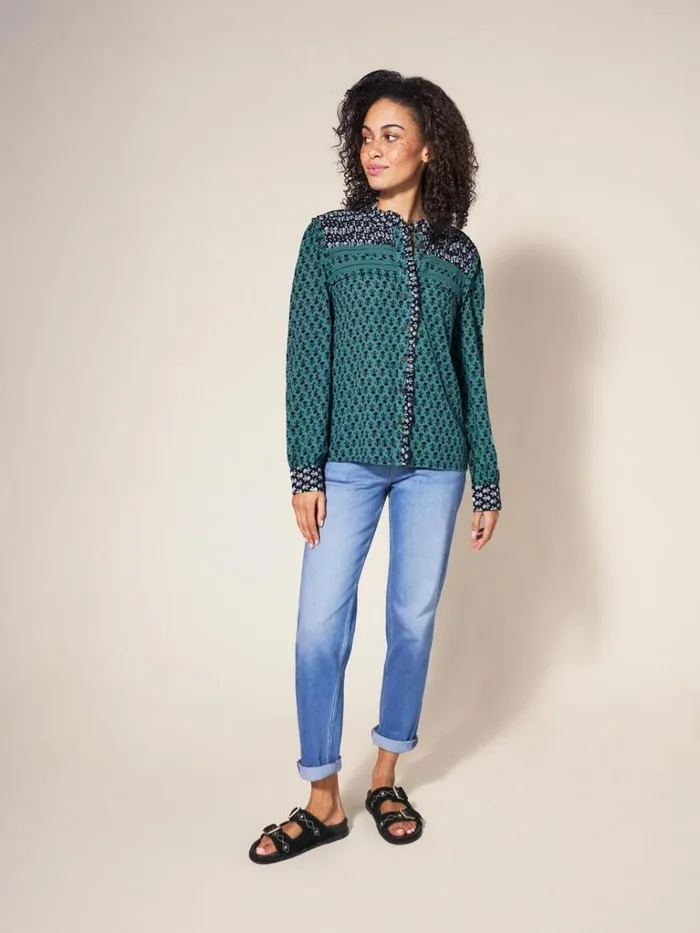 Women SHIRTS and BLOUSES White Stuff Mabel Mixed Print Shirt Teal Multi