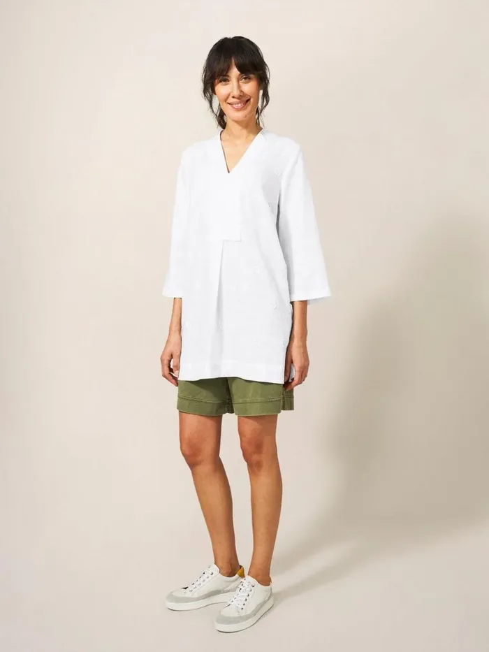 Women SHIRTS and BLOUSES White Stuff Marianne Linen Tunic White Multi