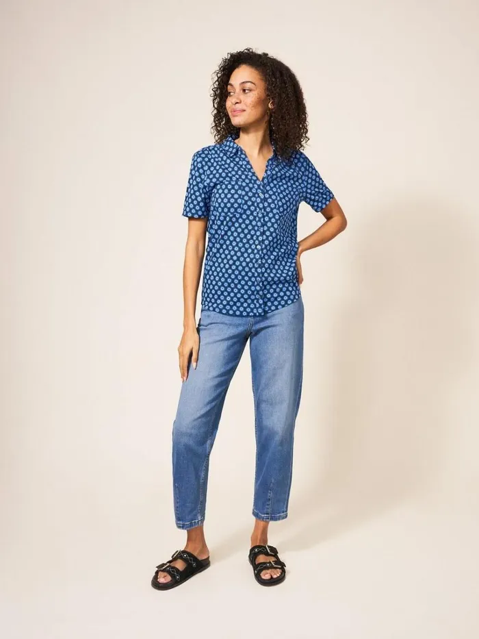 Women SHIRTS and BLOUSES White Stuff Penny Pocket Cotton Jersey Shirt Black Print