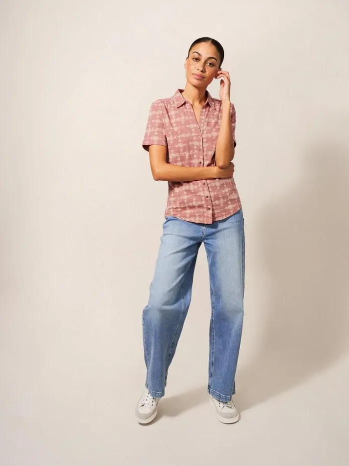 Women SHIRTS and BLOUSES White Stuff Penny Pocket Cotton Jersey Shirt Pink Print