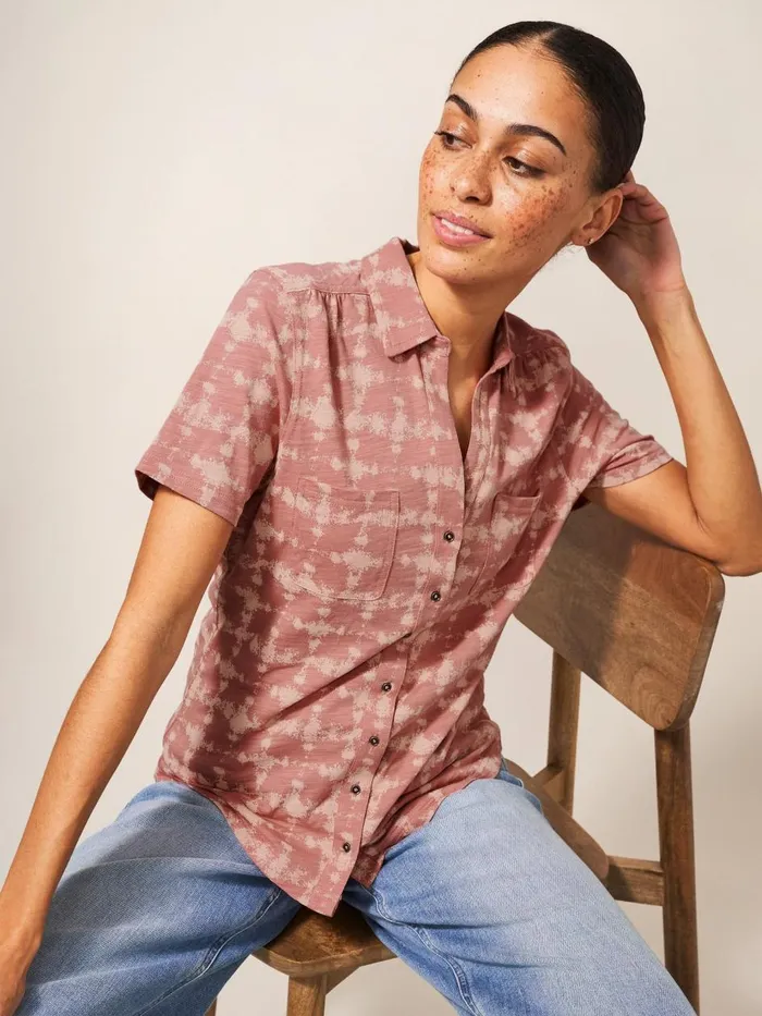 Women SHIRTS and BLOUSES White Stuff Penny Pocket Cotton Jersey Shirt Pink Print Women SHIRTS and BLOUSES White Stuff Penny Pocket Cotton Jersey Shirt Pink Print