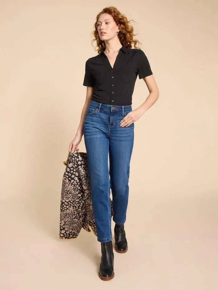 Women SHIRTS and BLOUSES White Stuff Penny Pocket Jersey Shirt Pure Black