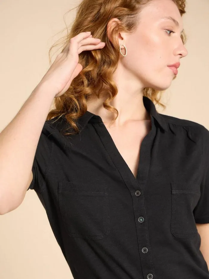 Women SHIRTS and BLOUSES White Stuff Penny Pocket Jersey Shirt Pure Black Women SHIRTS and BLOUSES White Stuff Penny Pocket Jersey Shirt Pure Black
