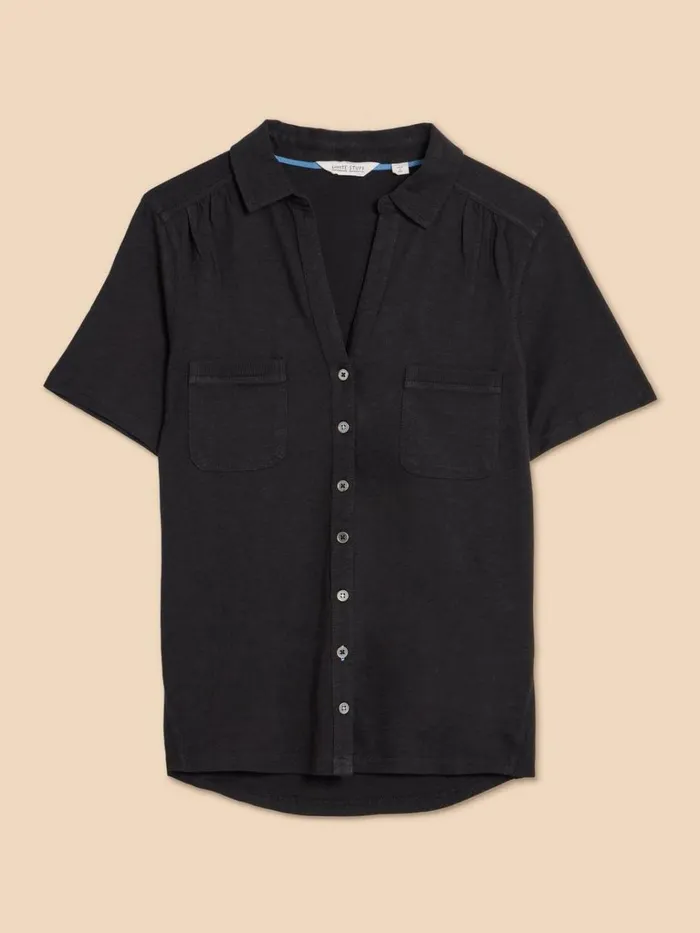 Women SHIRTS and BLOUSES White Stuff Penny Pocket Jersey Shirt Pure Black Women SHIRTS and BLOUSES White Stuff Penny Pocket Jersey Shirt Pure Black