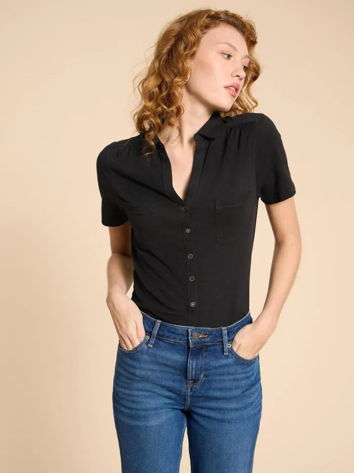 Women SHIRTS and BLOUSES White Stuff Penny Pocket Jersey Shirt Pure Black Women SHIRTS and BLOUSES White Stuff Penny Pocket Jersey Shirt Pure Black