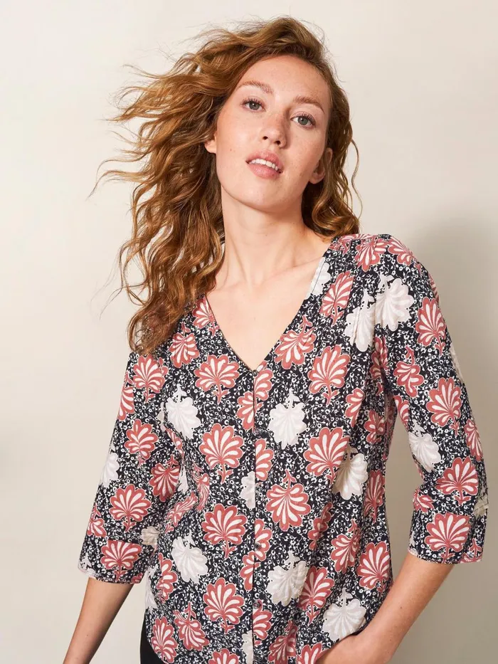 Women SHIRTS and BLOUSES White Stuff Rae Cotton Top Pink Print Women SHIRTS and BLOUSES White Stuff Rae Cotton Top Pink Print
