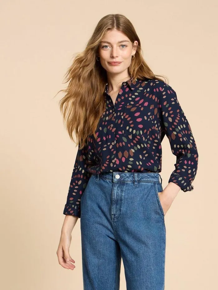 Women SHIRTS and BLOUSES White Stuff SOPHIE PRINTED ORGANIC SHIRT Navy Multi