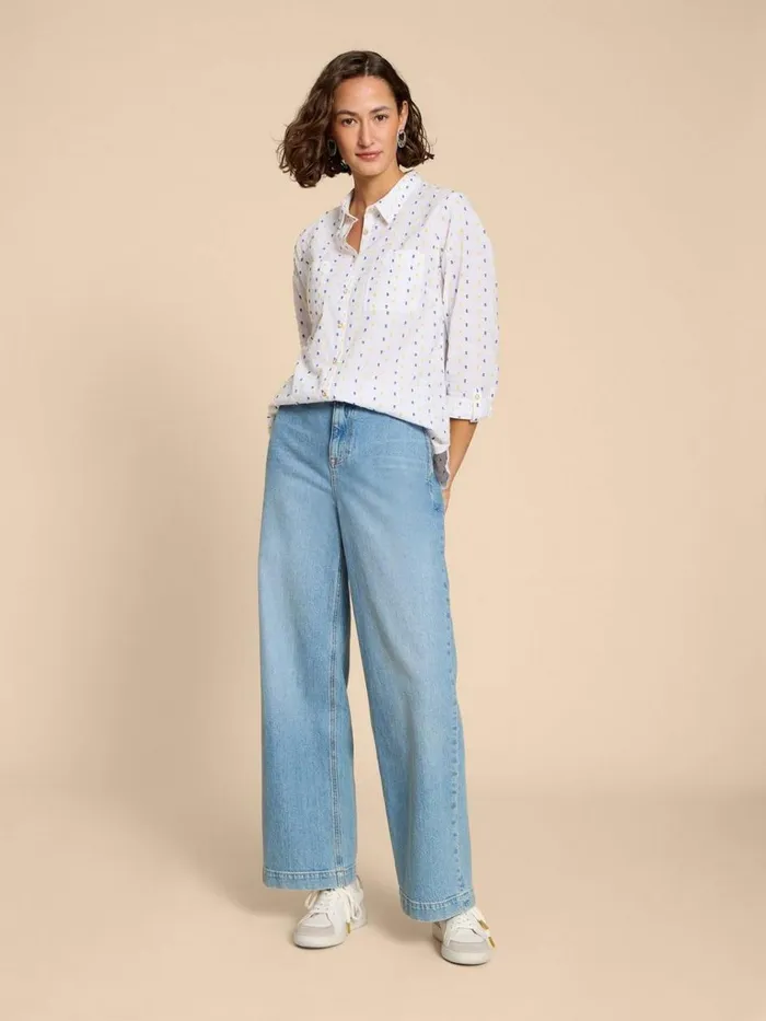 Women SHIRTS and BLOUSES White Stuff SOPHIE TEXTURED ORGANIC SHIRT Ivory Multi