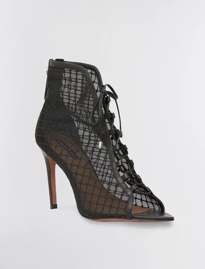 Women Shoes BCBG Black Ellise LaceUp Bootie Black Mesh