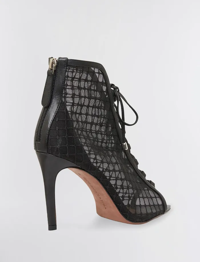 Women Shoes BCBG Black Ellise LaceUp Bootie Black Mesh