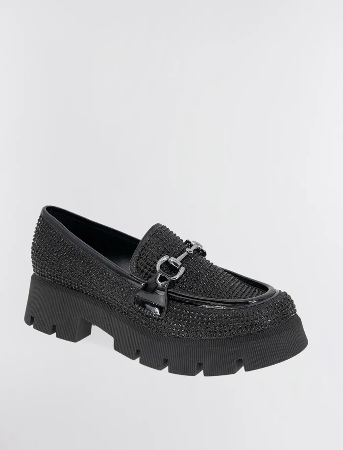 Women Shoes BCBG Black Glitter Raylin Loafer Black Glitter