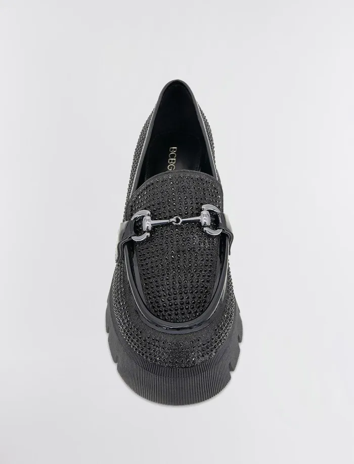 Women Shoes BCBG Black Glitter Raylin Loafer Black Glitter