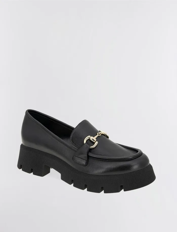 Women Shoes BCBG Black Leather Raylin Loafer Black