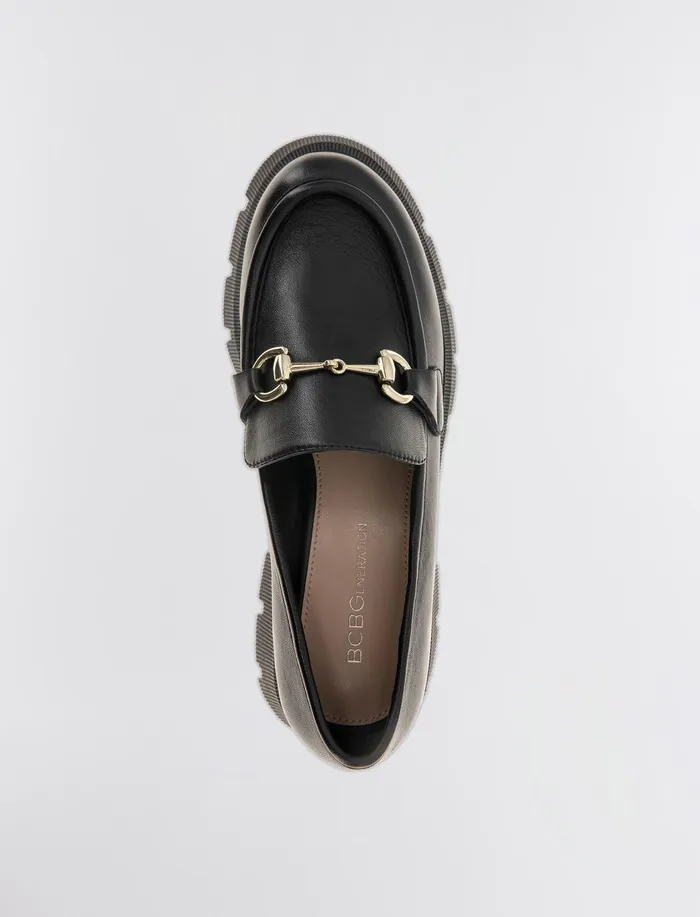 Women Shoes BCBG Black Leather Raylin Loafer Black