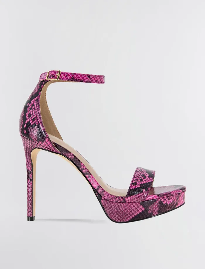 Women Shoes BCBG Pink Snake Nallah Sandal Heel Viva Pink Snake