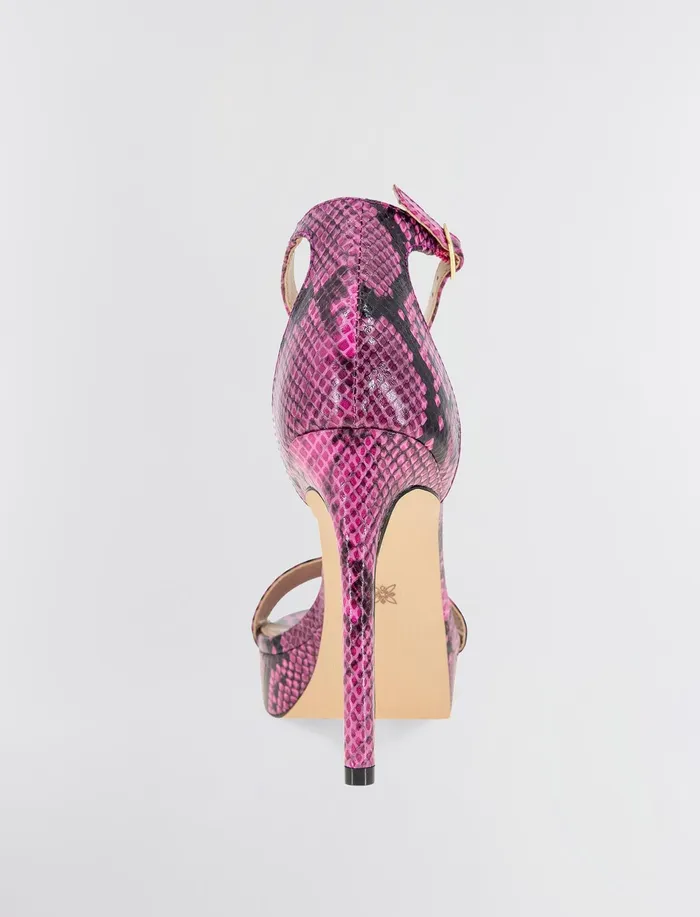 Women Shoes BCBG Pink Snake Nallah Sandal Heel Viva Pink Snake