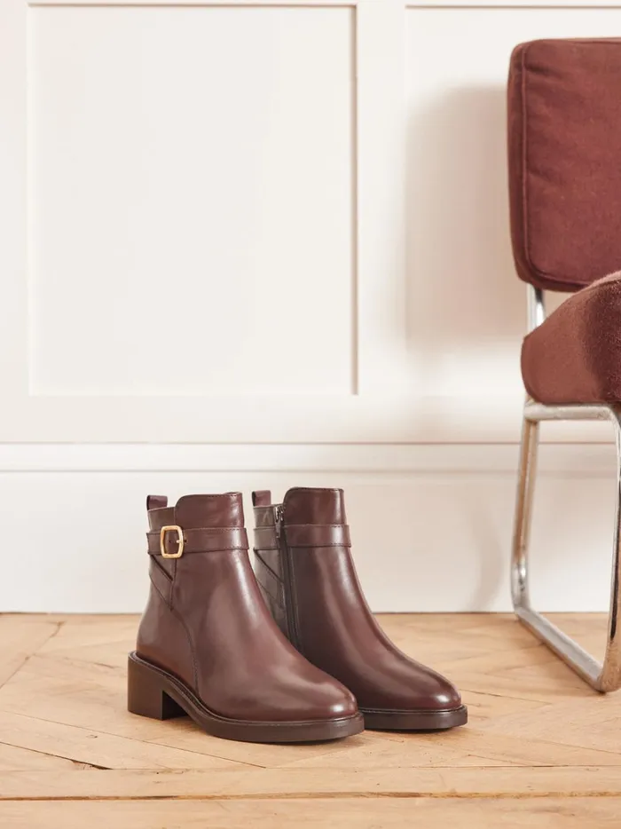Women Shoes Cyrillus Leather Riding Boots Marron