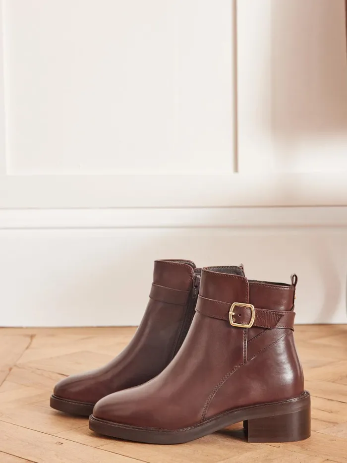 Women Shoes Cyrillus Leather Riding Boots Marron