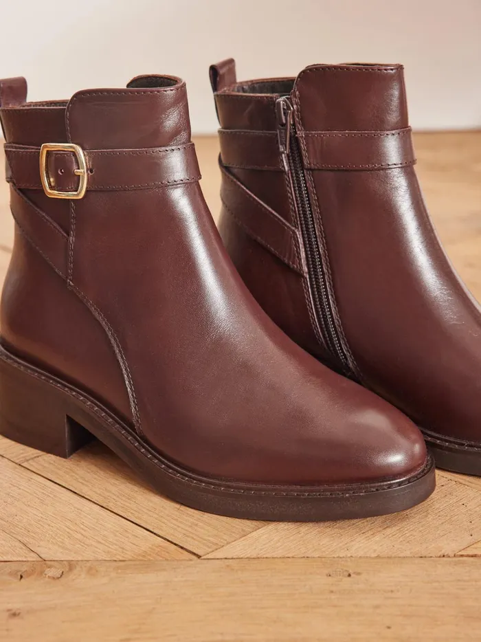 Women Shoes Cyrillus Leather Riding Boots Marron