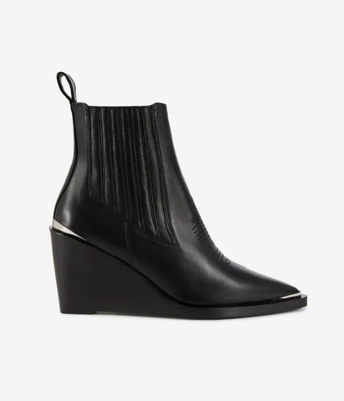 Women Shoes THE KOOPLES Western Ankle Boots In Black Leather