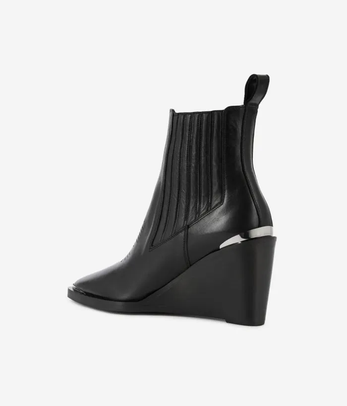 Women Shoes THE KOOPLES Western Ankle Boots In Black Leather Women Shoes THE KOOPLES Western Ankle Boots In Black Leather