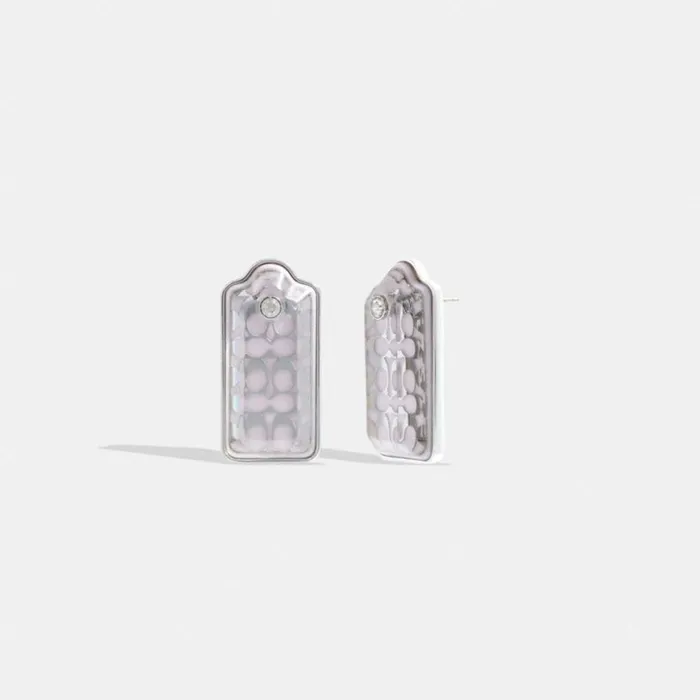 Women Signature Hangtag Statement Earrings Silverlilac Coach Jewelry