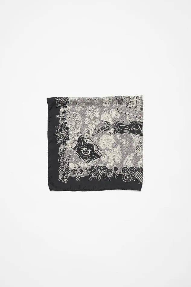 Women Silk Square Scarf Black Acne Studios Scarves