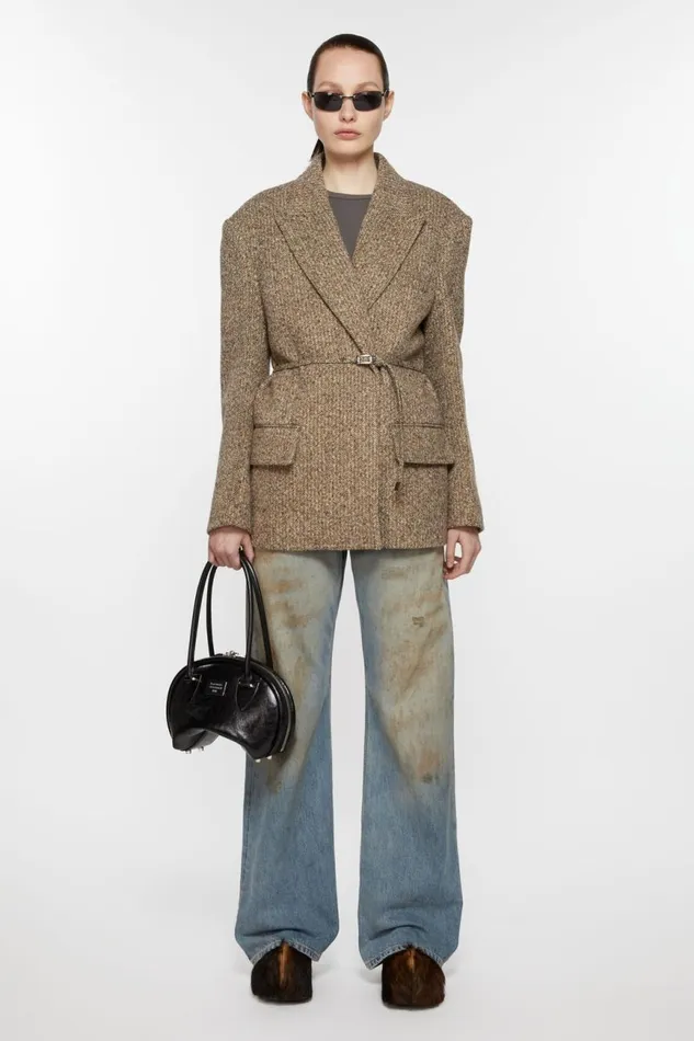 Women Singlebreasted Jacket Brownbeige Acne Studios Suit Jackets